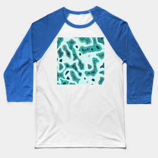 Blue Abstract Pattern of Ocean Depth Map Baseball T-Shirt